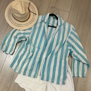 Striped Blue and White Blazer